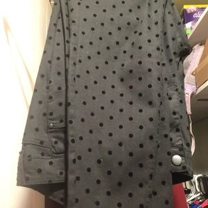 Black with black velvet polkadots jeans